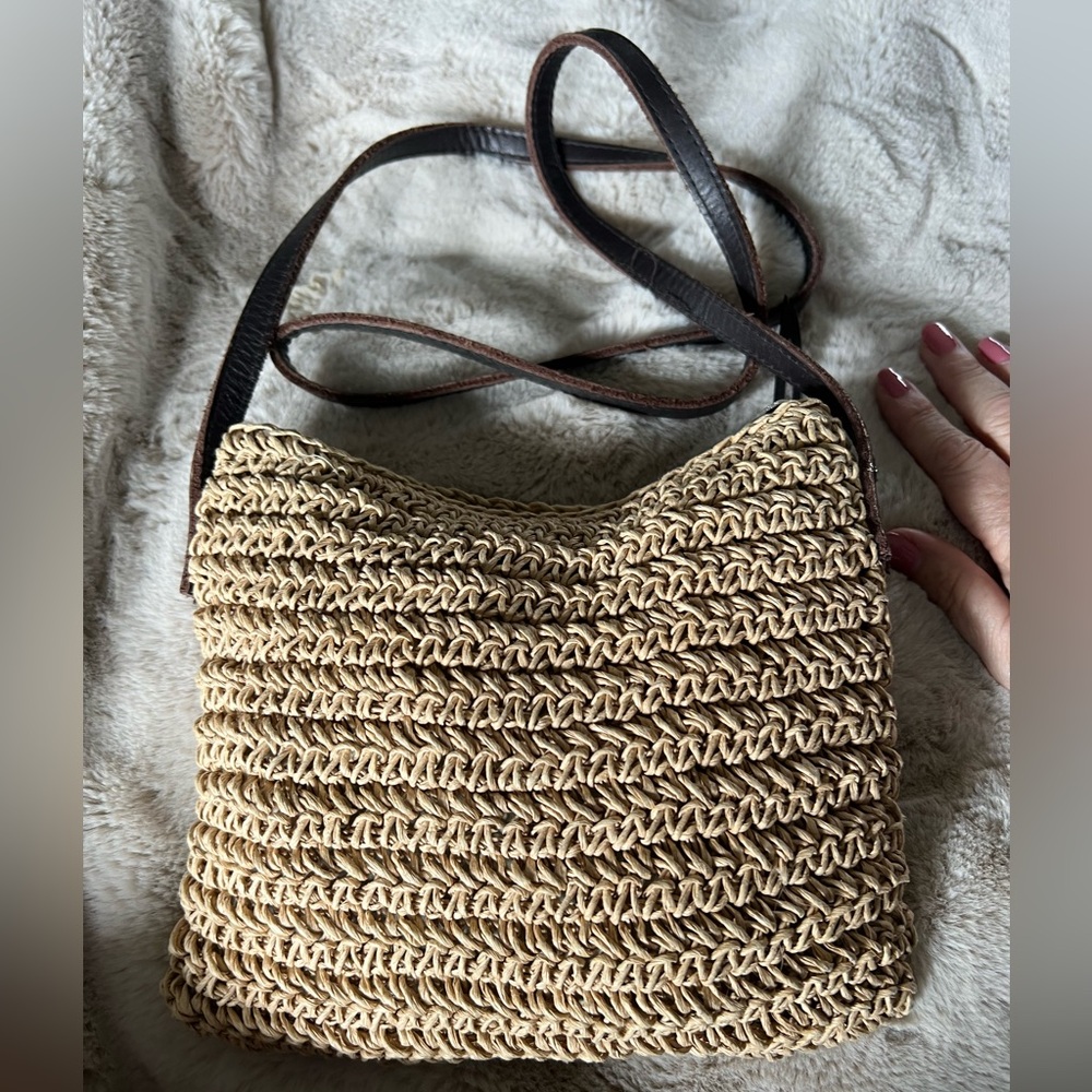Eddie Bauer Natural Woven Shoulder Bag